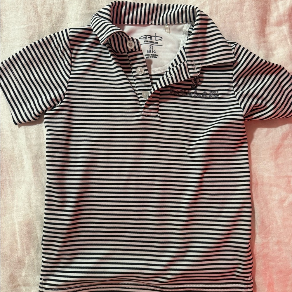 3T Garb Striped Polo Shirt - Black & White